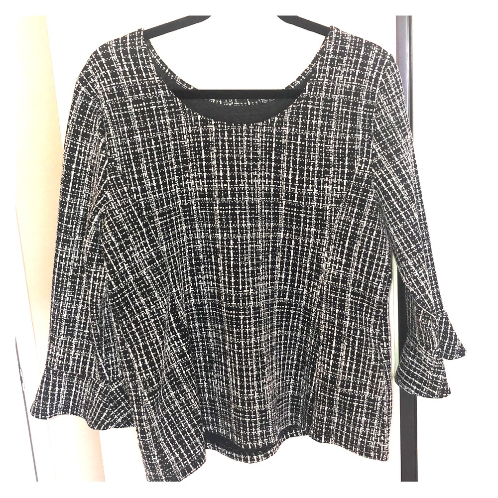 Talbots Black and White Blouse